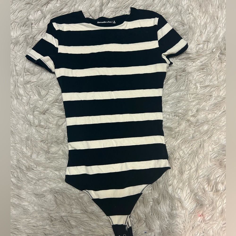 Abercrombie & Fitch Black and White Striped Bodysuit